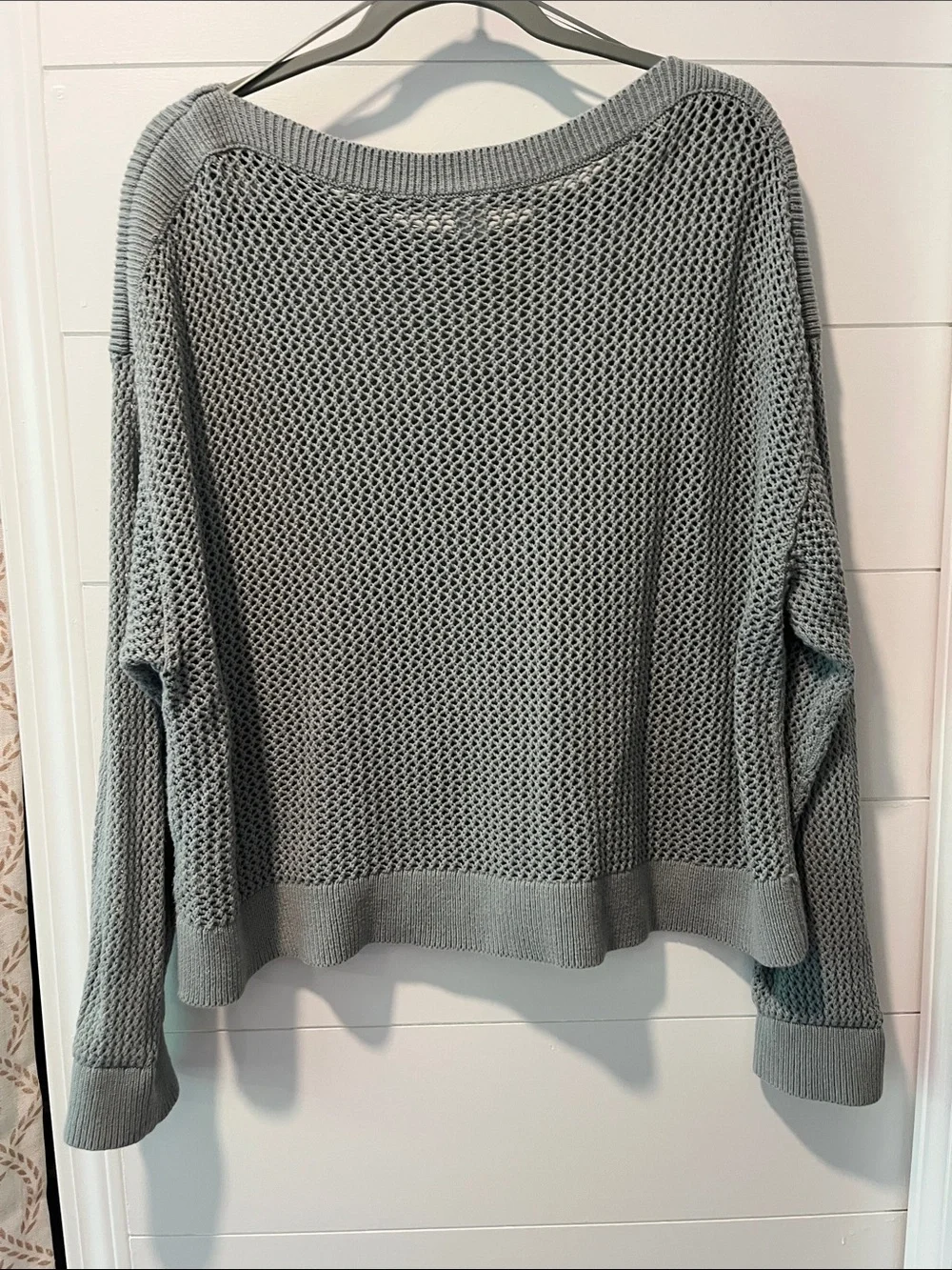 Old Navy Light Sage Green Open-Knit Scoop Neck Sweater